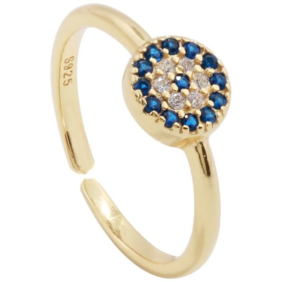 Jewelry - 14k Gold Sapphire Diamonds Blue Eye Ring Sterling Silver
